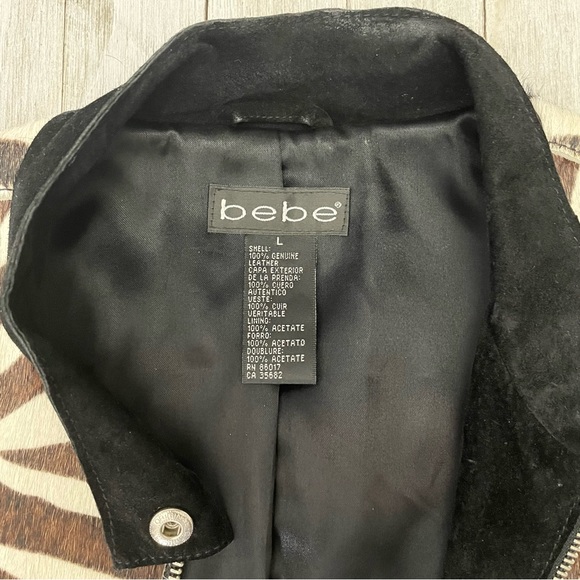 bebe Black and White Leather Jacket Timeless Elegance - Picture 8 of 9